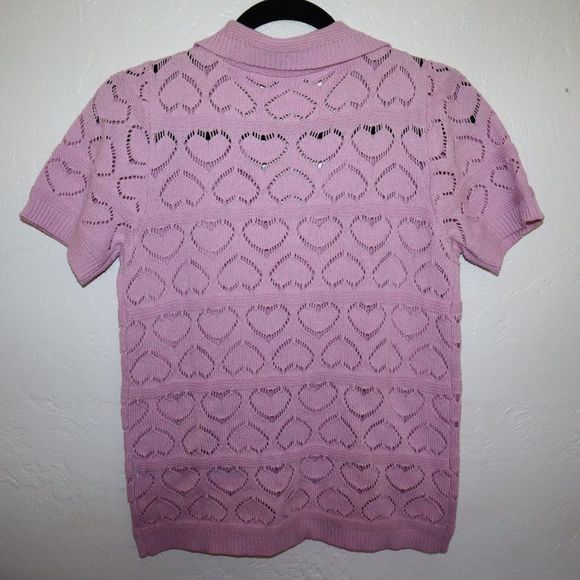 Kaily K Pink Heart Short Sleeve Knit Top Women's Size M-NWT - Picture 2 of 7